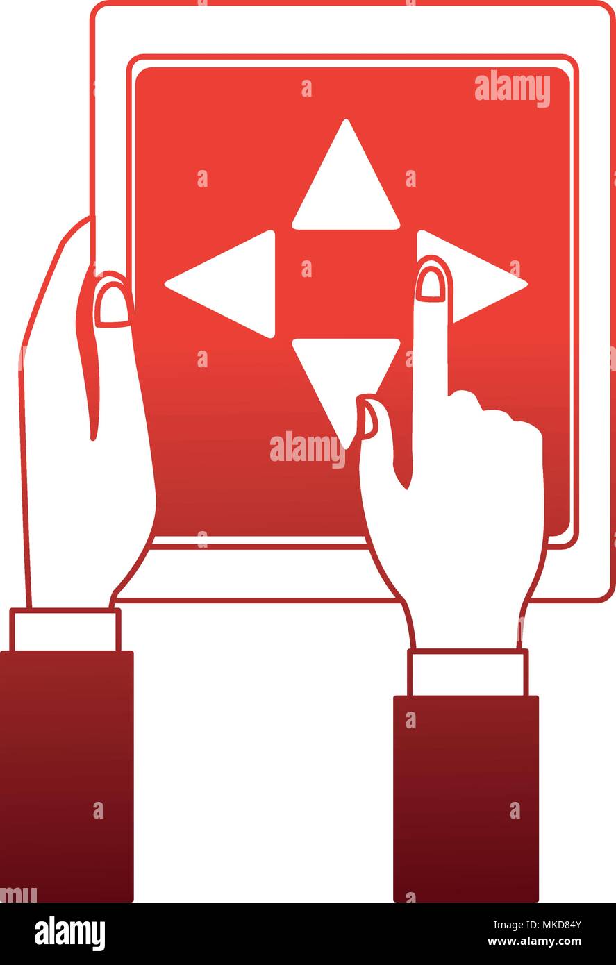 Drone control from tablet on red lines Stock Vector