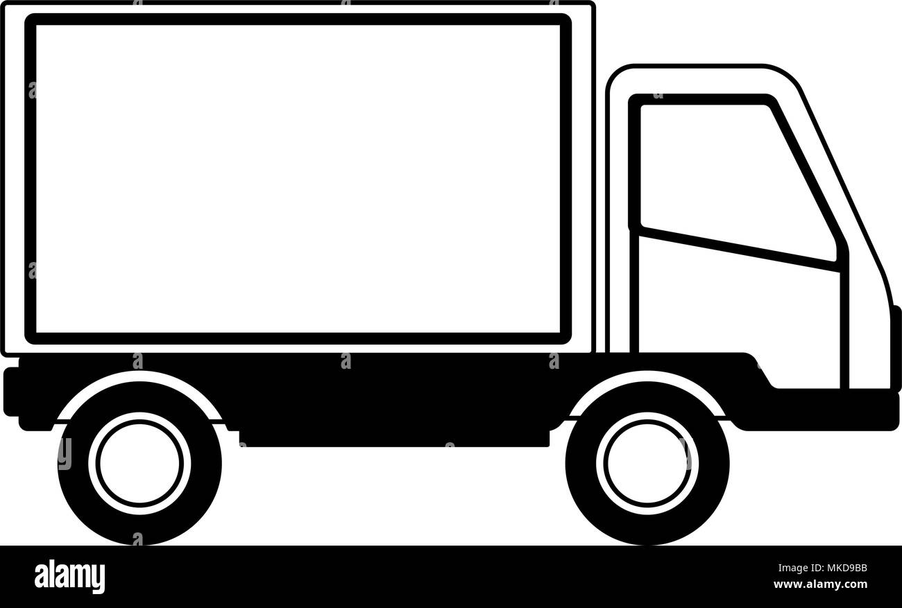 Cargo delivery truck on black and white Stock Vector Image & Art - Alamy