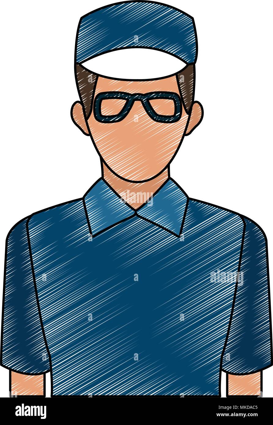 Courier male avatar scribble Stock Vector