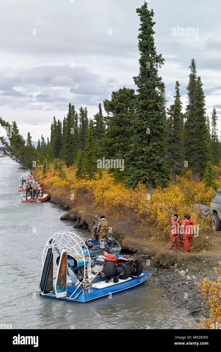 Access to the hunting camp by boat, Susitna river, Denali Highway from