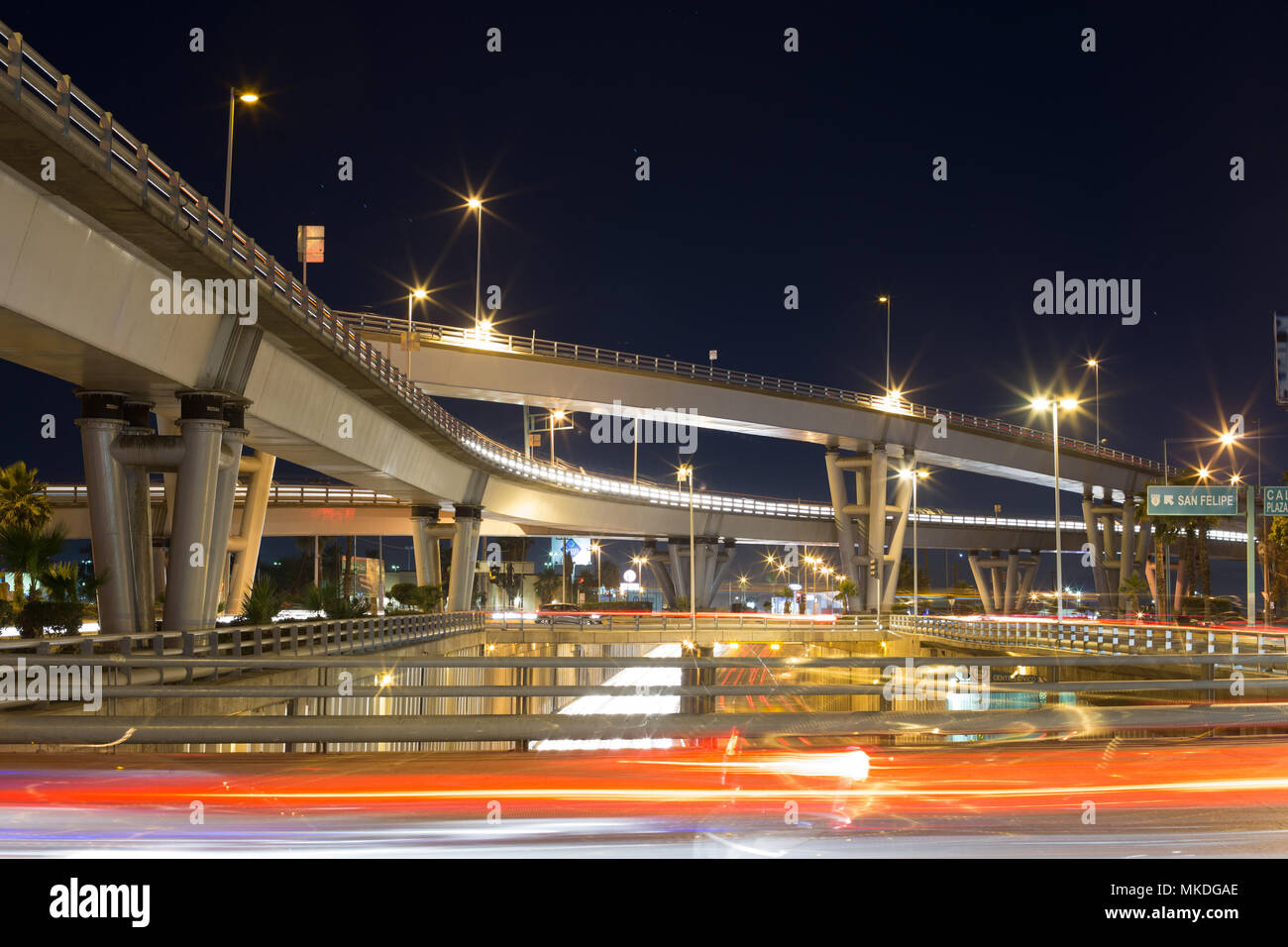 Mexicali bridge at night Stock Photo