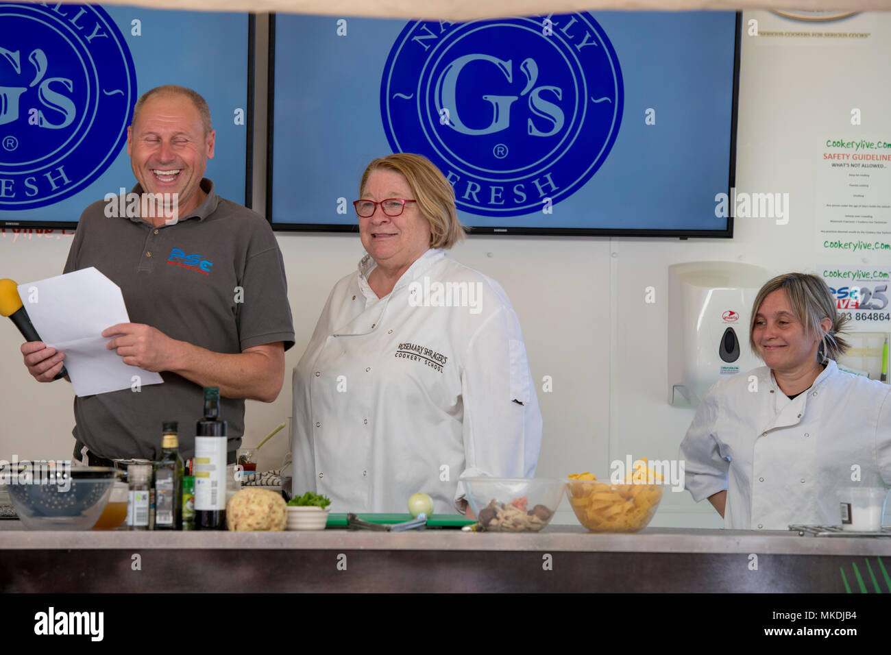 Celebrity Chef Rosemary Shrager demonstrating dishes from his new book at the Ely Food and Drink Festival 2018 Stock Photo