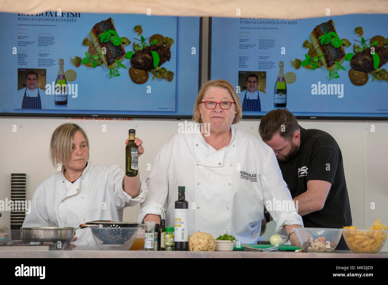 Celebrity Chef Rosemary Shrager demonstrating dishes from his new book at the Ely Food and Drink Festival 2018 Stock Photo