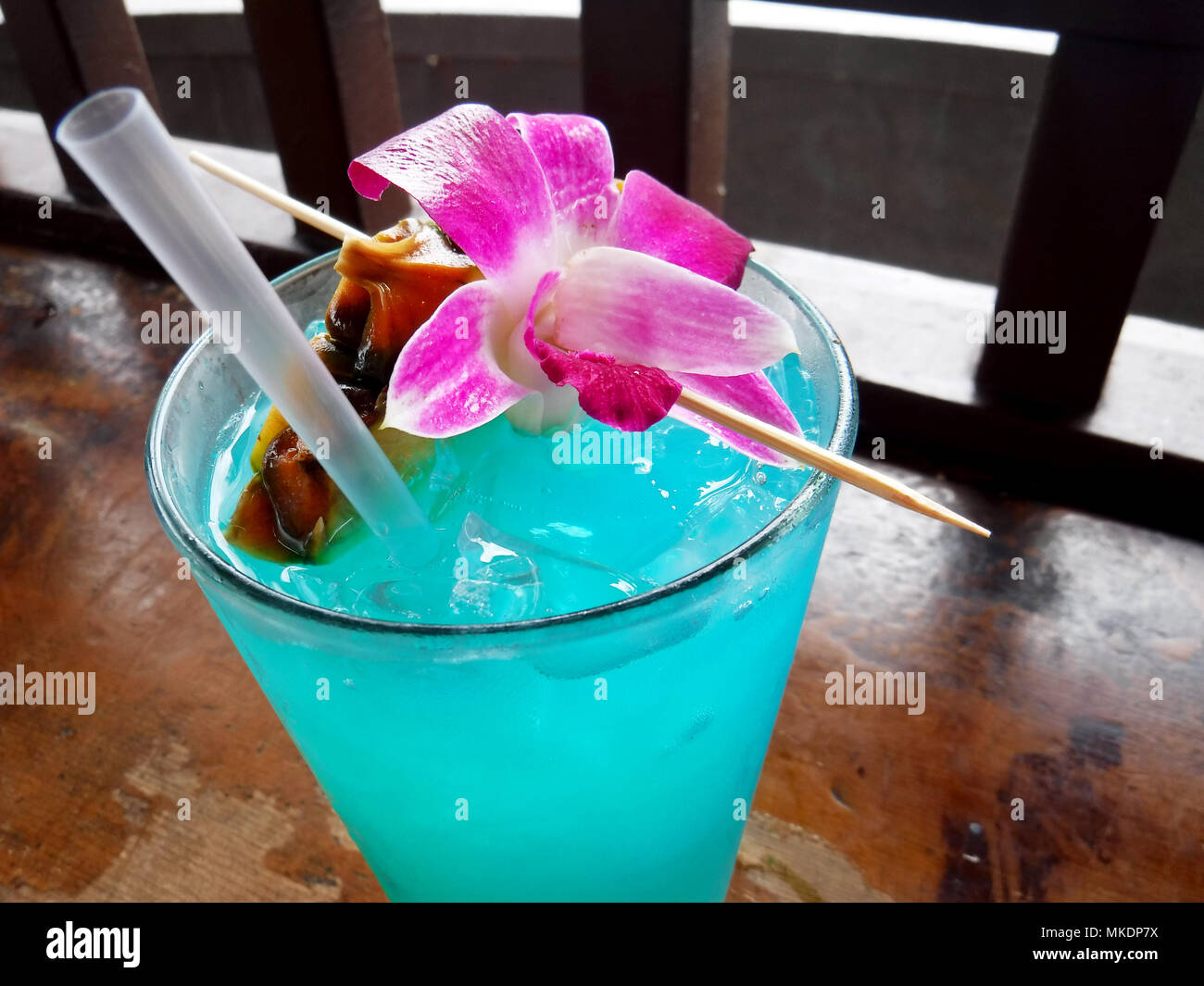 Cocktail drink with flower Stock Photo