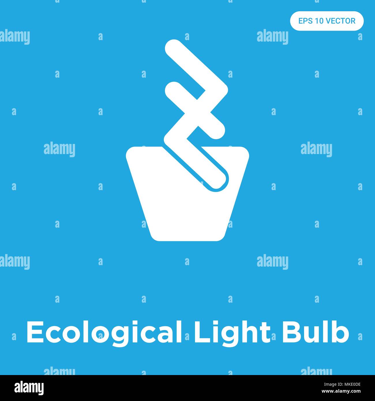 Ecological Light Bulb vector icon isolated on blue background, sign and ...