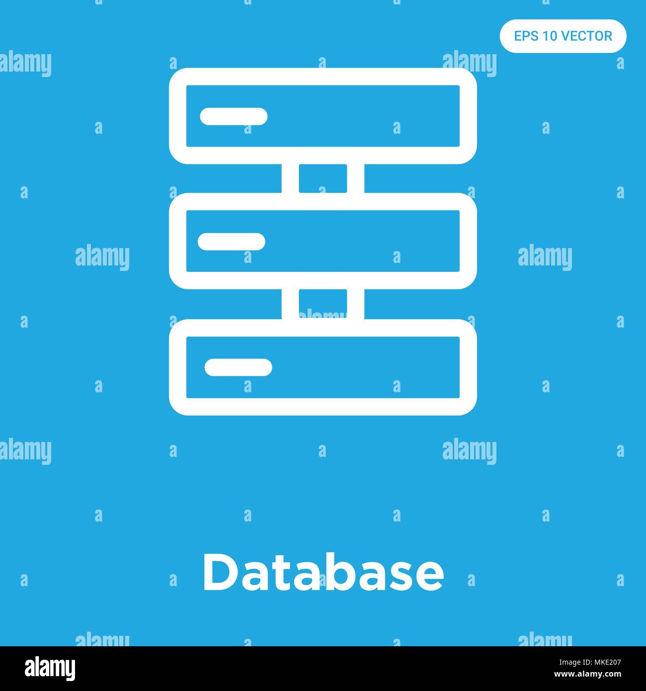 Database vector icon isolated on blue background, sign and symbol Stock ...