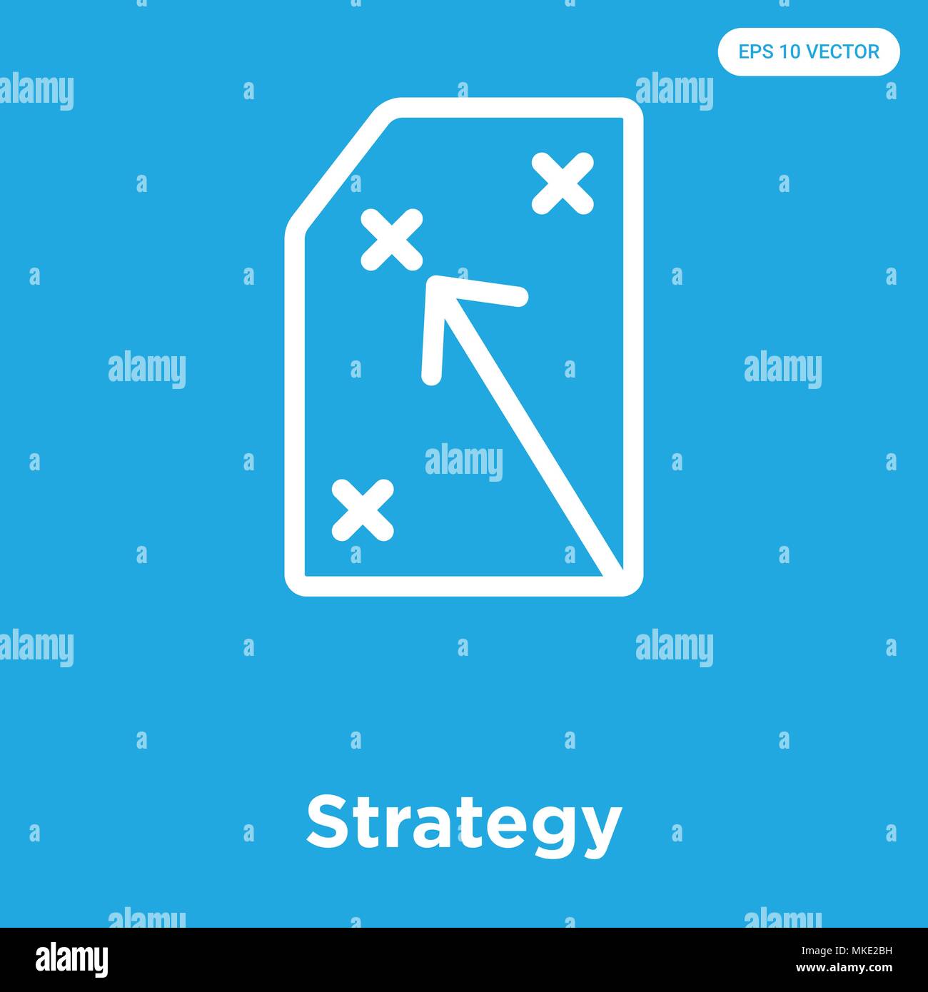 Strategy vector icon isolated on blue background, sign and symbol Stock ...