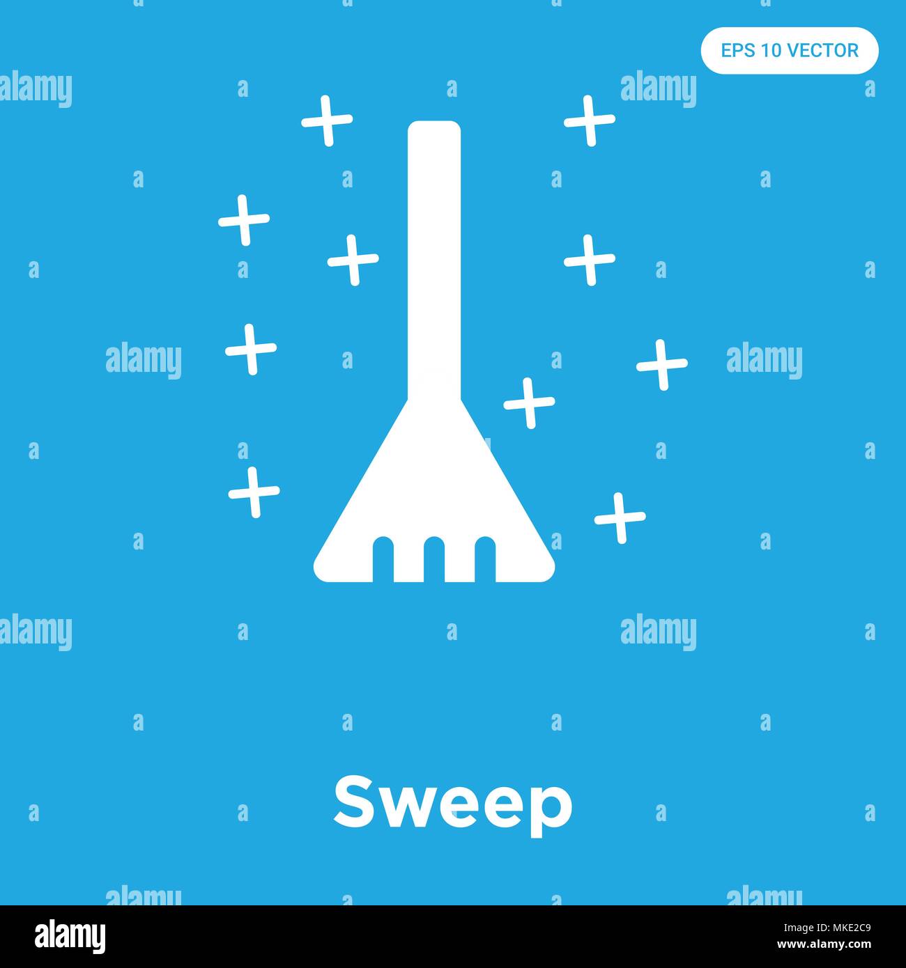 Sweep vector icon isolated on blue background, sign and symbol Stock