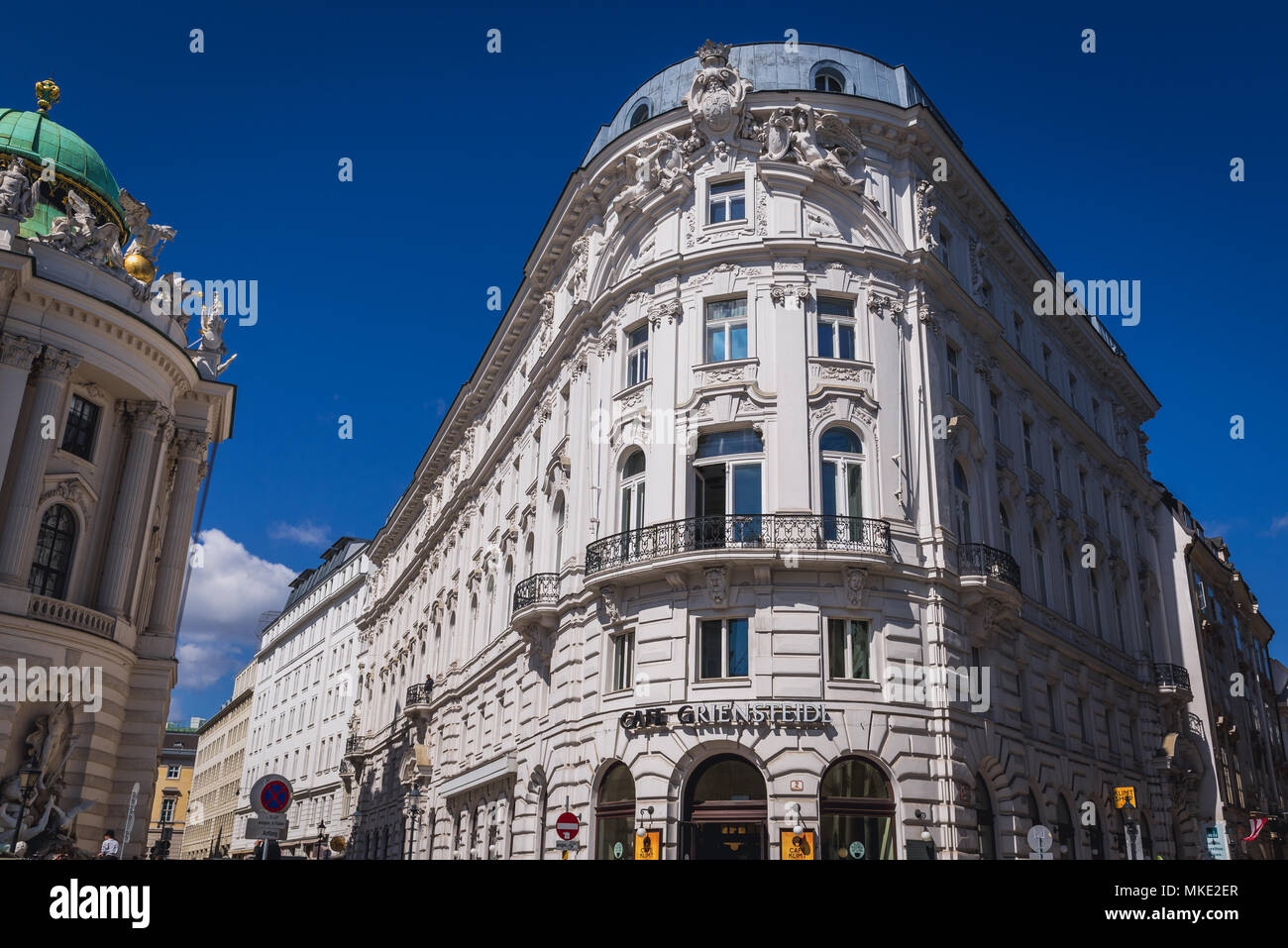 Cafe Griensteidl in building on the Michael Square in Vienna, Austria Stock Photo