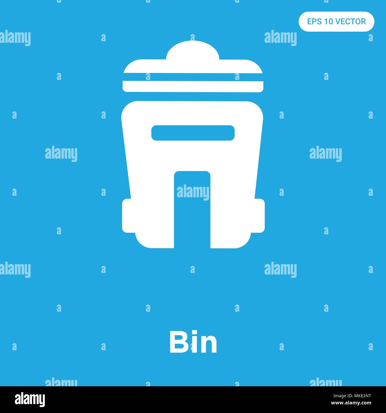 Bin vector icon isolated on blue background, sign and symbol Stock ...