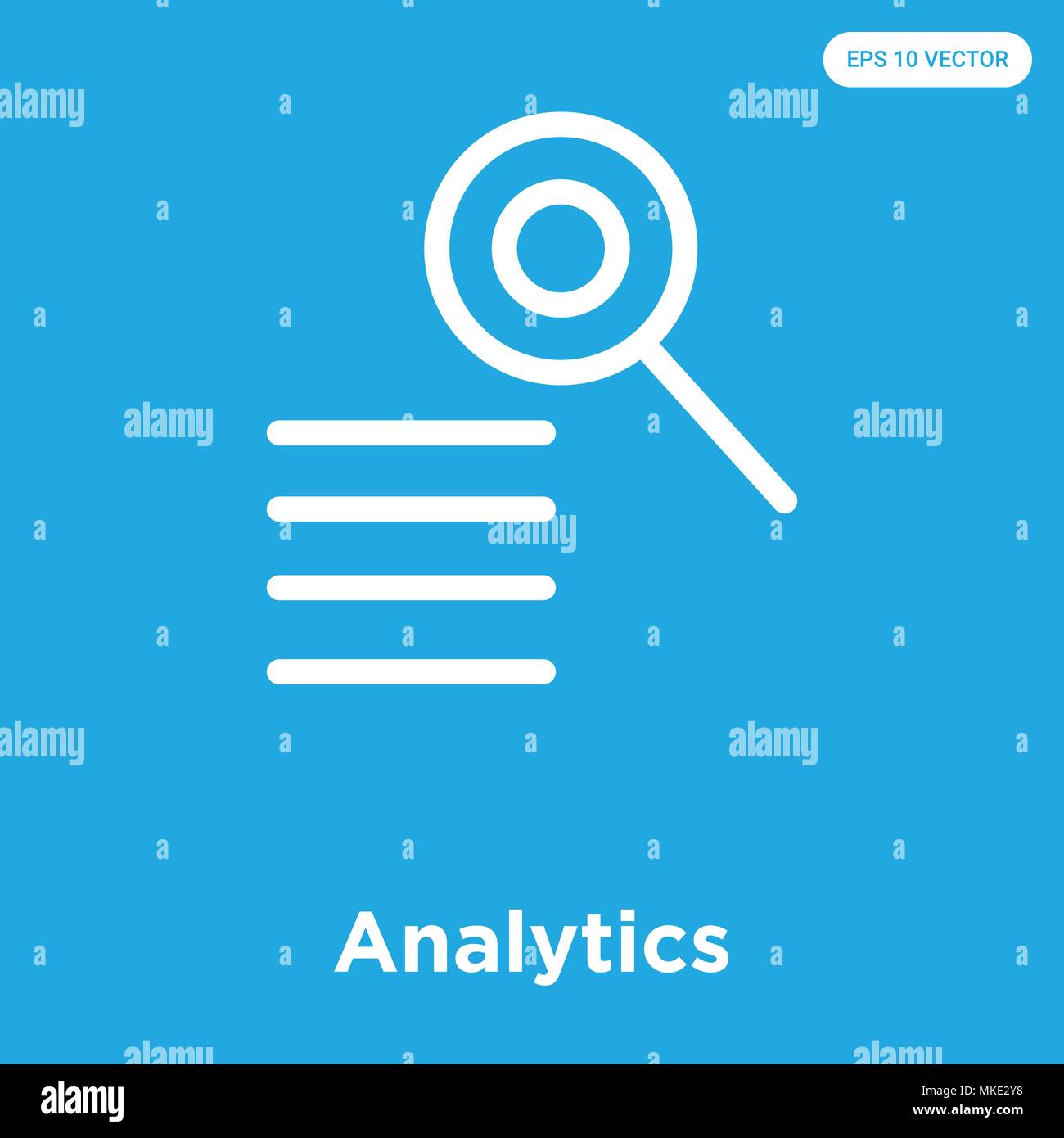 Analytics vector icon isolated on blue background, sign and symbol Stock Vector