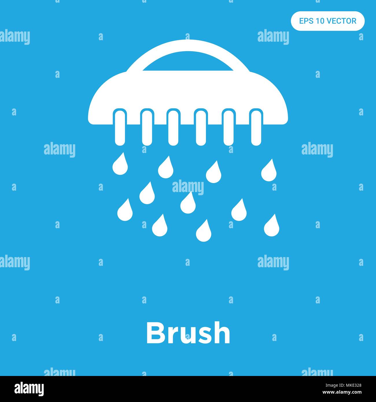 Brush vector icon isolated on blue background, sign and symbol Stock ...