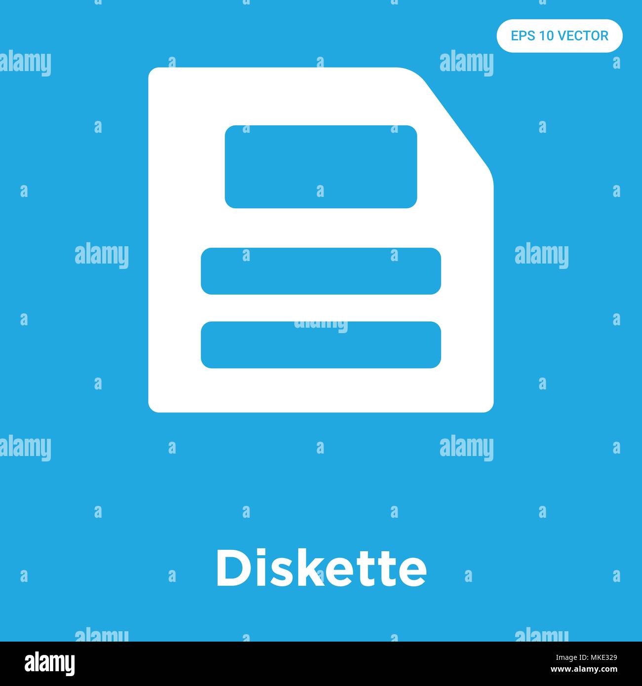 Diskette vector icon isolated on blue background, sign and symbol Stock Vector