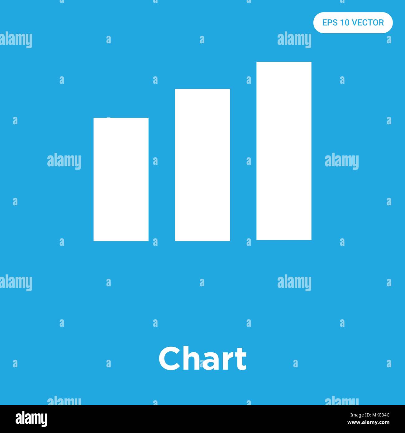 Chart vector icon isolated on blue background, sign and symbol Stock ...