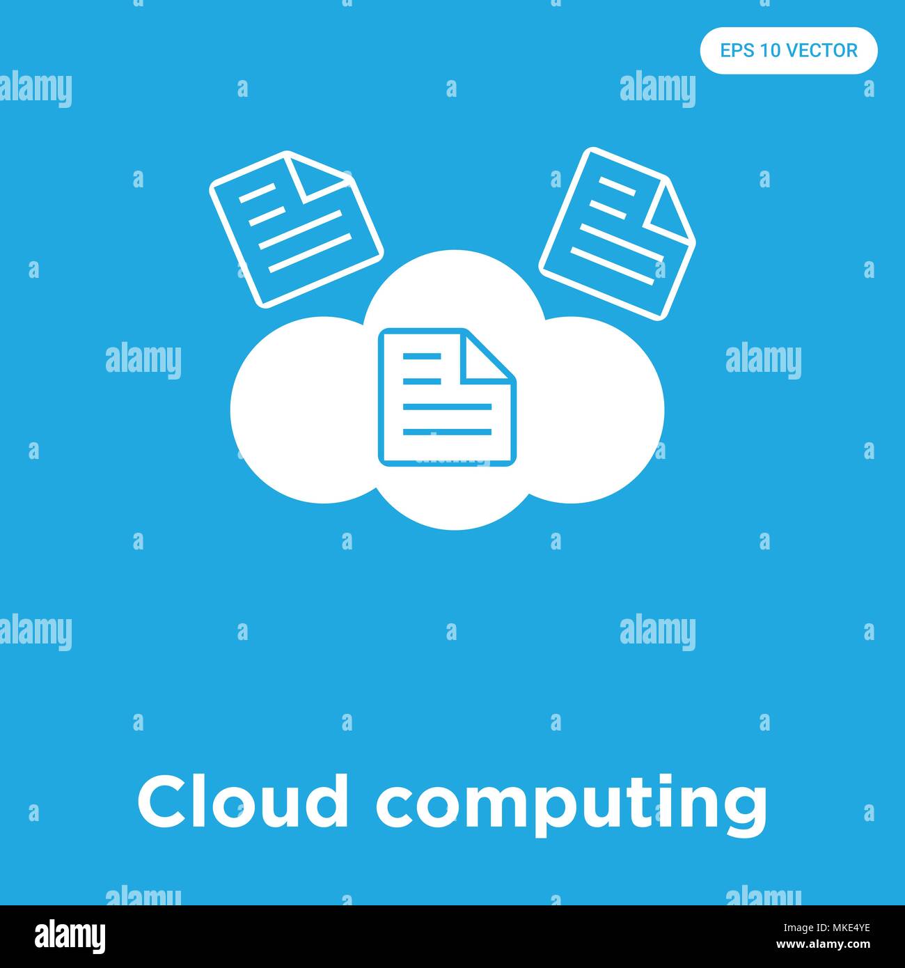 Cloud computing vector icon isolated on blue background, sign and symbol Stock Vector