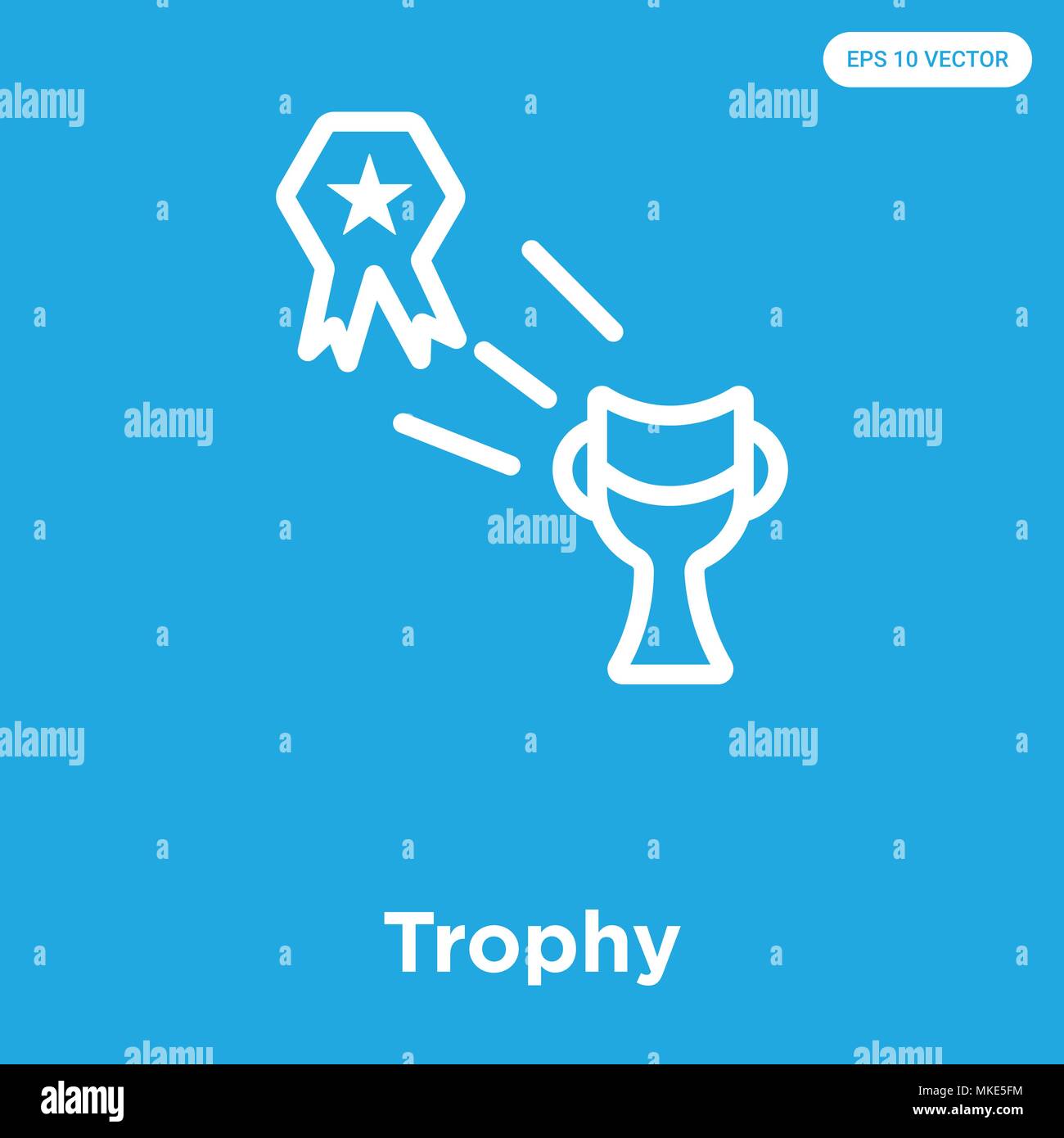Trophy vector icon isolated on blue background, sign and symbol Stock ...
