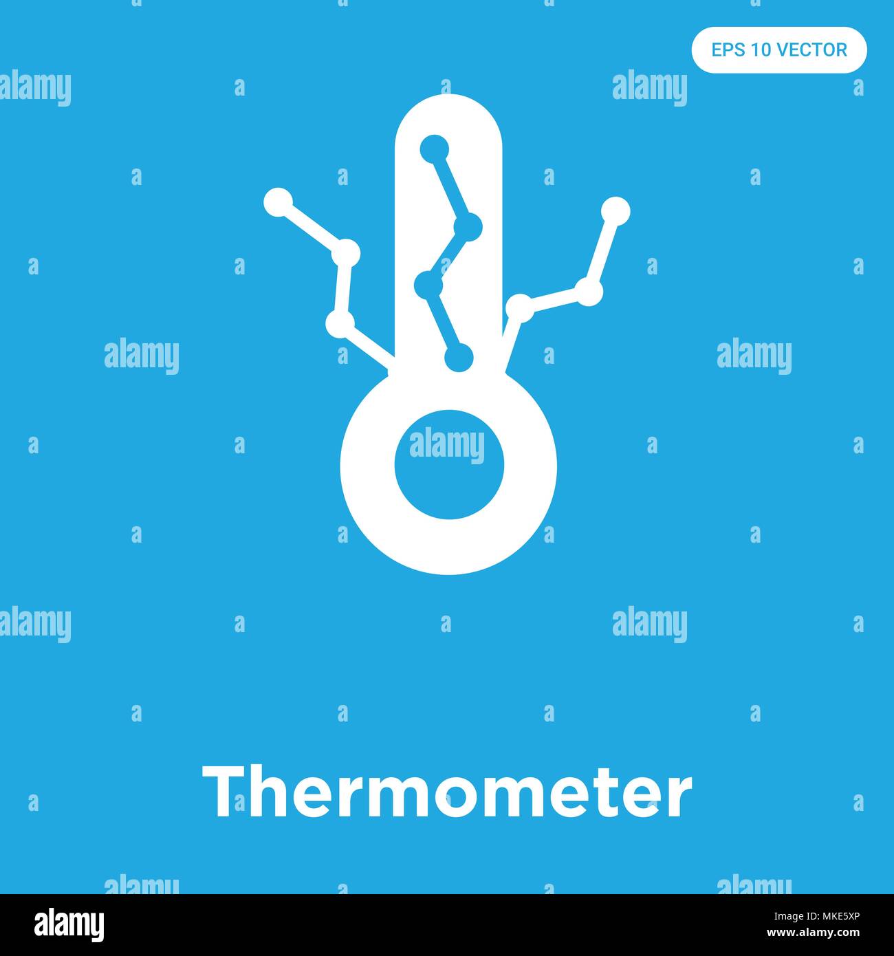 Thermometer vector icon isolated on blue background, sign and symbol Stock Vector