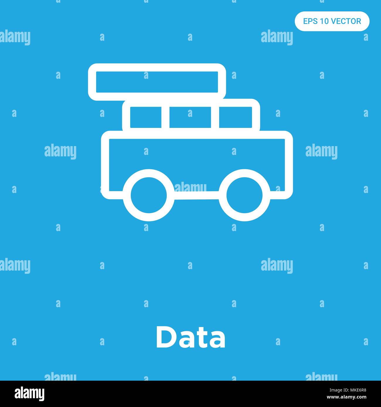 Data vector icon isolated on blue background, sign and symbol Stock Vector