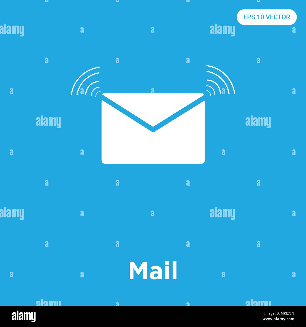 Mail vector icon isolated on blue background, sign and symbol Stock ...