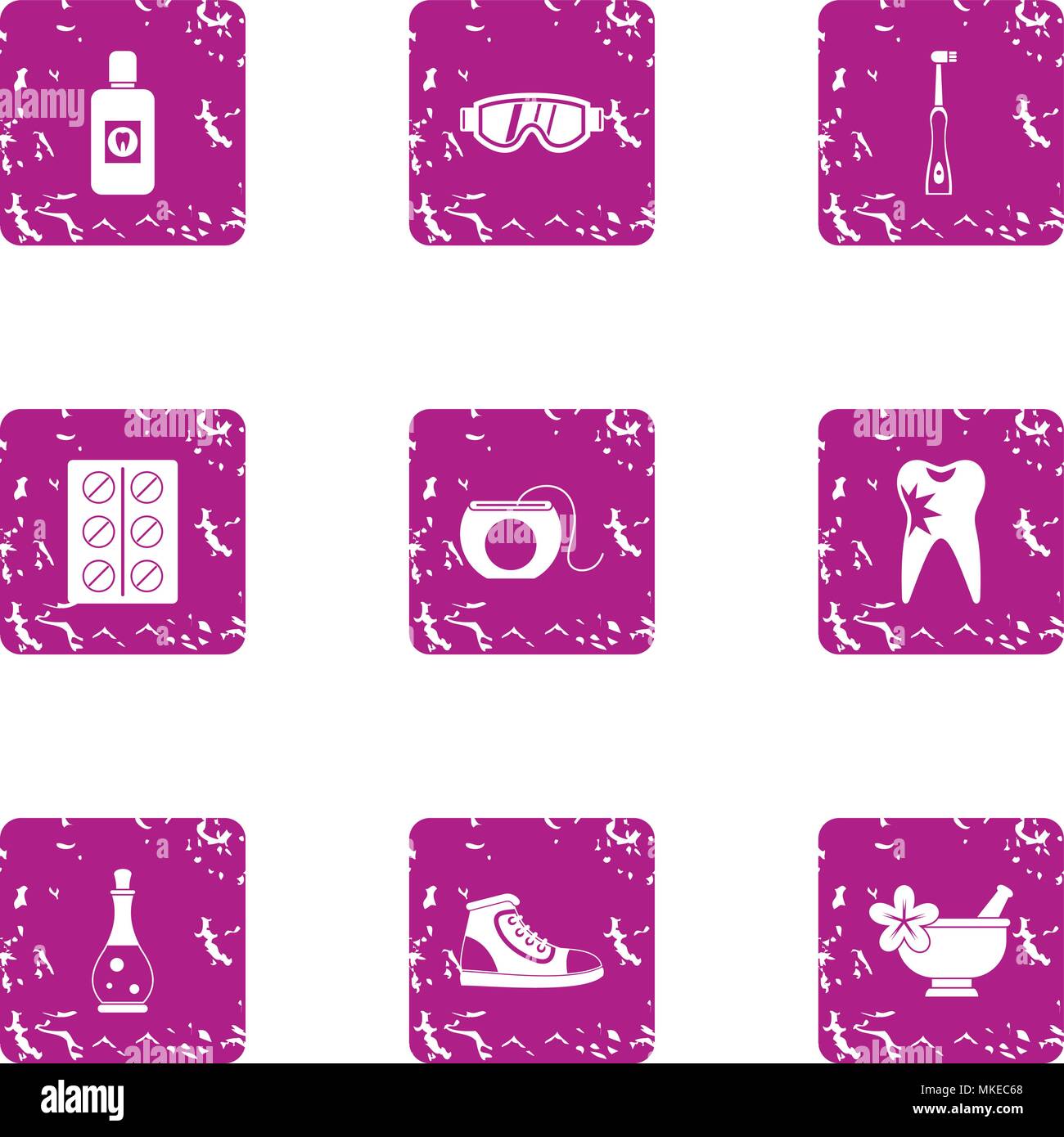 Spa icons set, grunge style Stock Vector