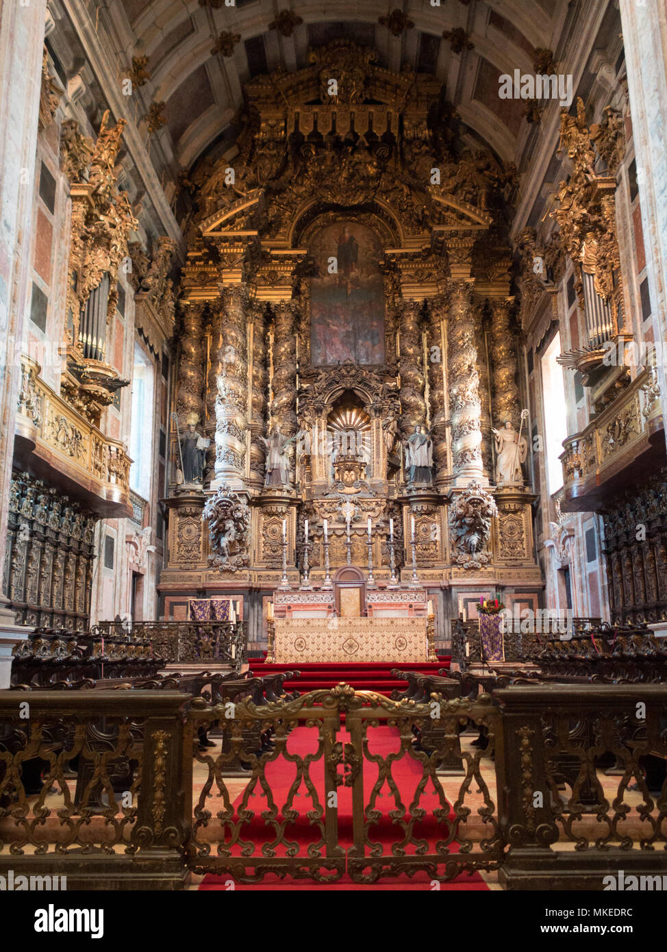 Main altar of Porto Sé Cathedral Stock Photo