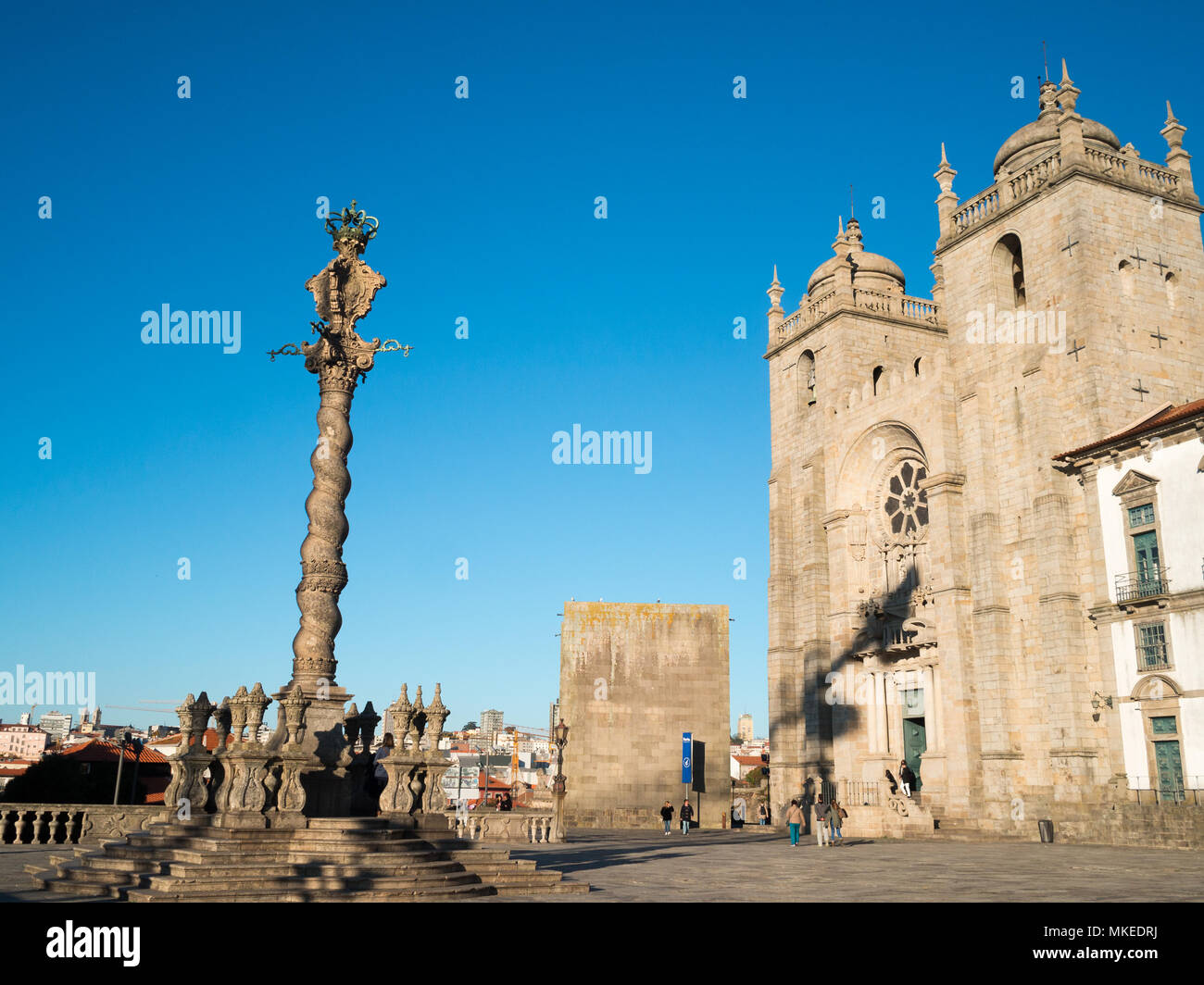Oporto Sé Cathedral and pillory Stock Photo