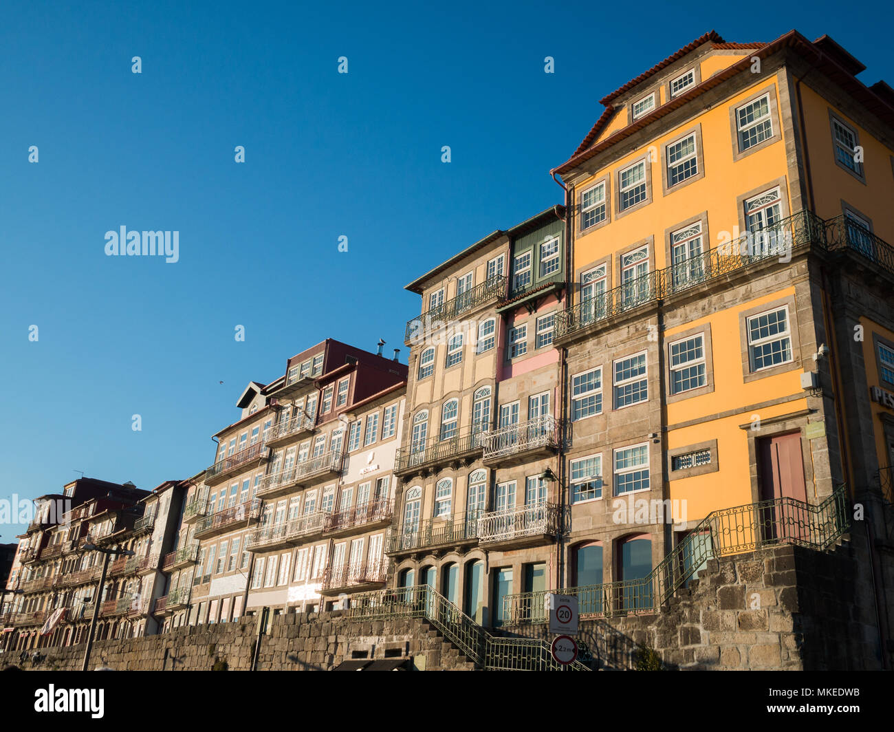 Oporto Douro riverside Ribeira buildings Stock Photo Alamy