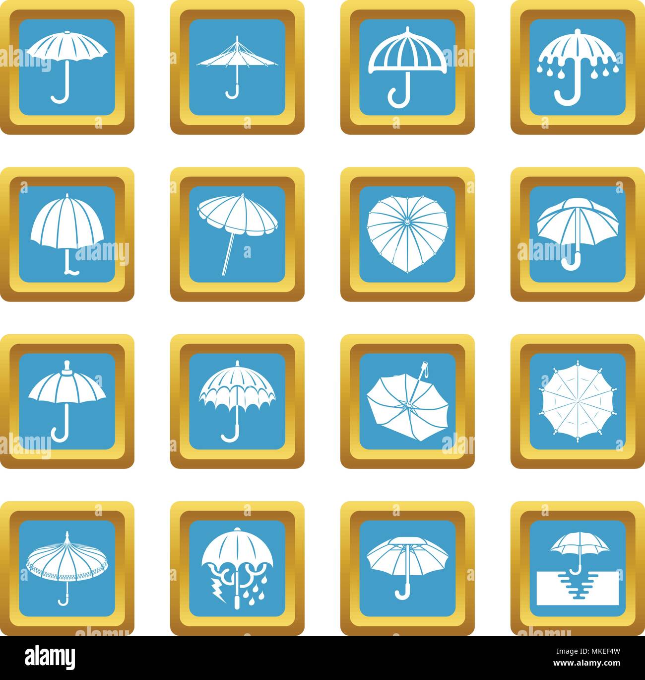 Umbrella icons set sapphirine square vector Stock Vector