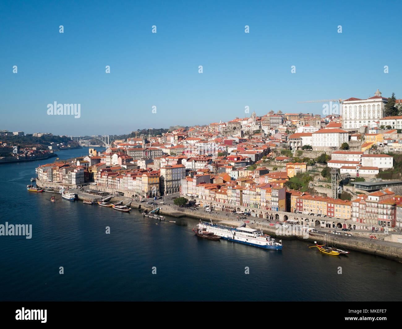 Douro River and Oporto seen from Vila Nova de Gaia Stock Photo