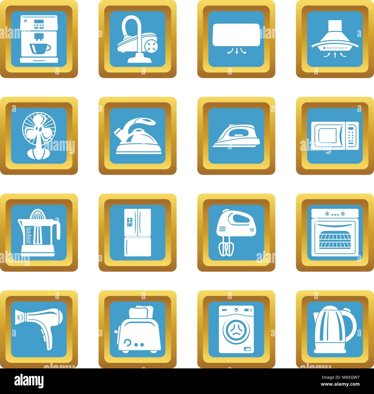 House appliance icons set sapphirine square vector Stock Vector Image ...