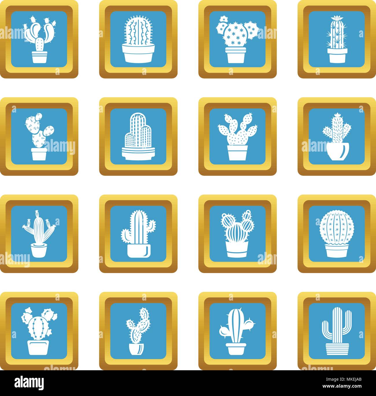Cactus icons set sapphirine square vector Stock Vector