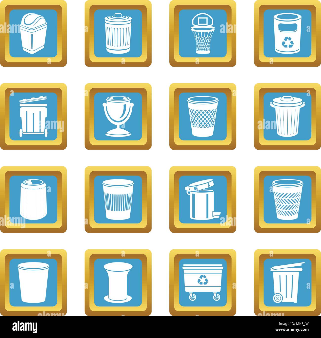 Trash can icons set sapphirine square vector Stock Vector