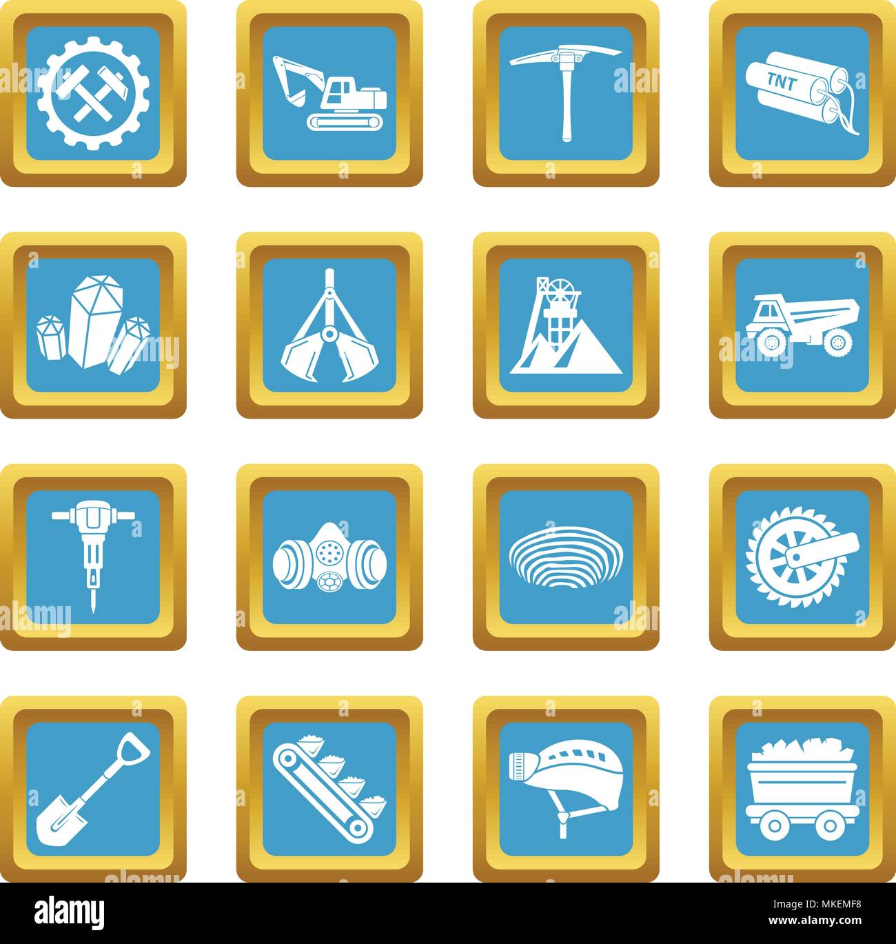 Coal mine icons set sapphirine square vector Stock Vector Image & Art ...