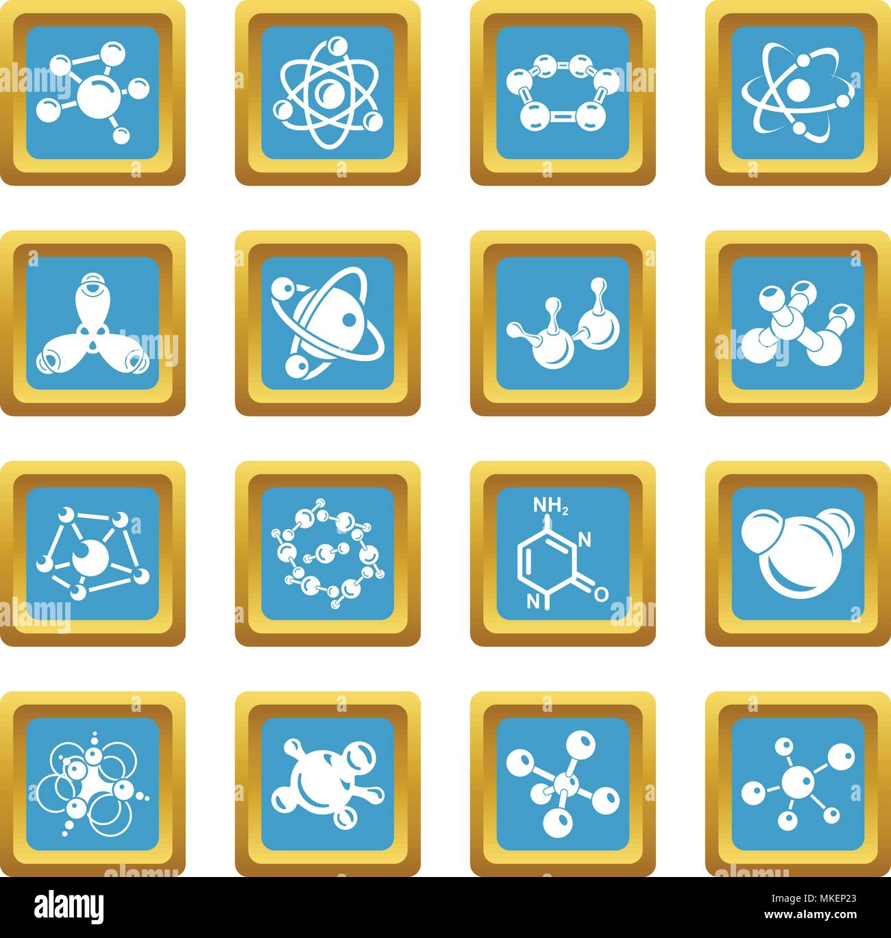 Molecule icons set sapphirine square vector Stock Vector