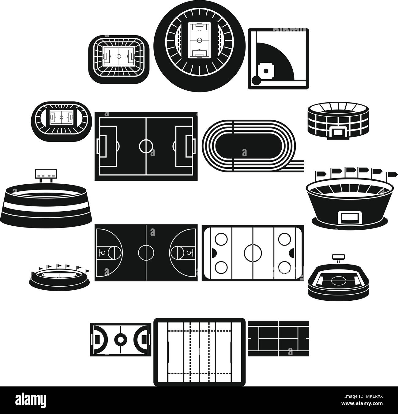 Sport stadium icons set, simple style Stock Vector Image & Art - Alamy