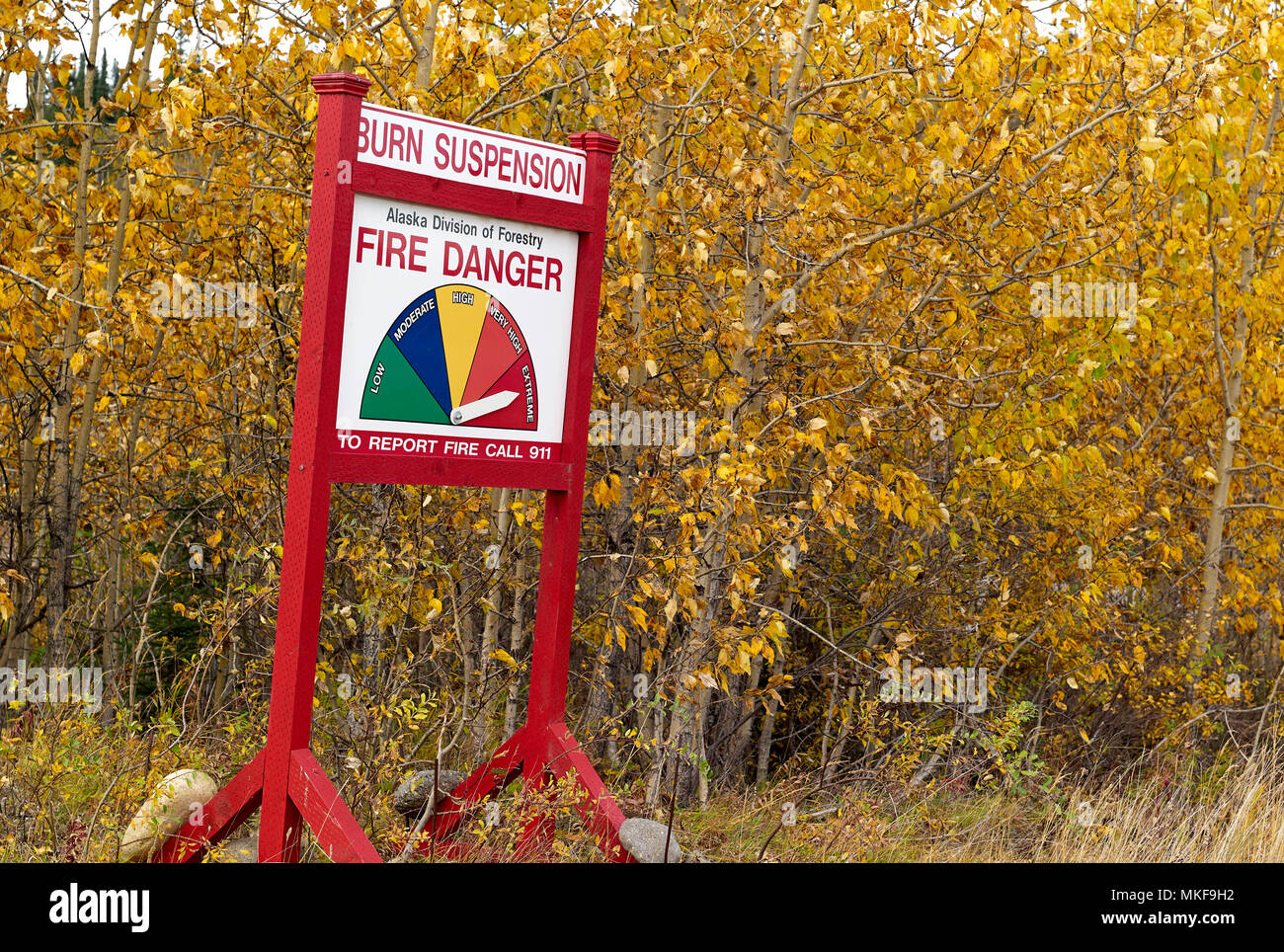 Sign indicating the risk of fire near the park, Denali National Park