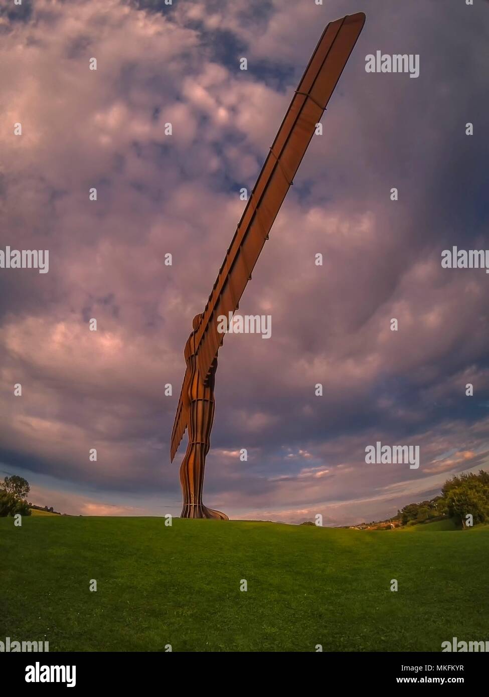 Sunset of the Angel of the North in Tyne and Wear, England Stock Photo ...