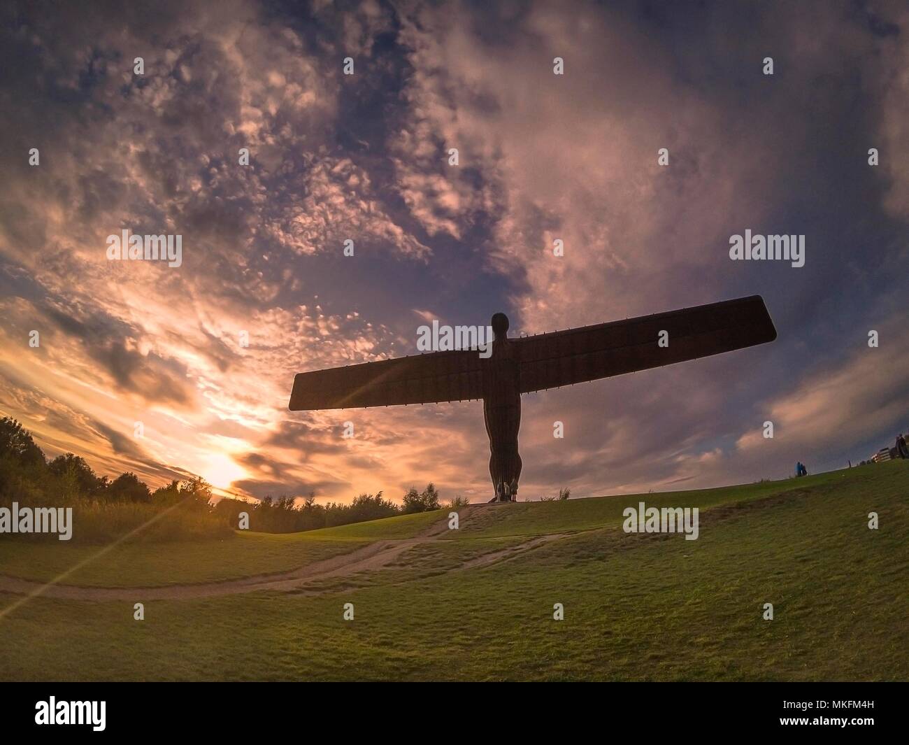 Sunset of the Angel of the North in Tyne and Wear, England Stock Photo ...