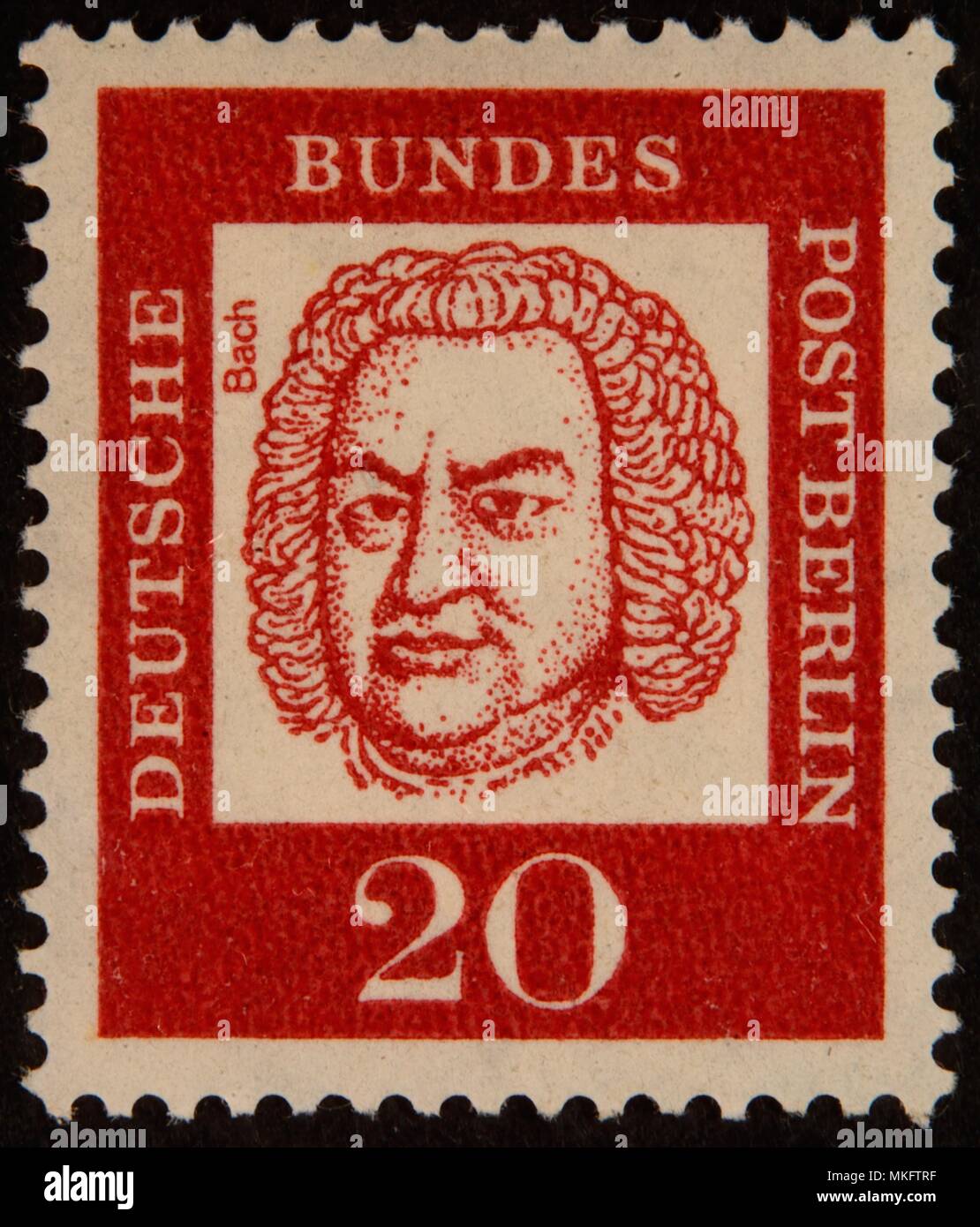 Johann Sebastian Bach, German musician and composer, portrait on a German stamp Stock Photo