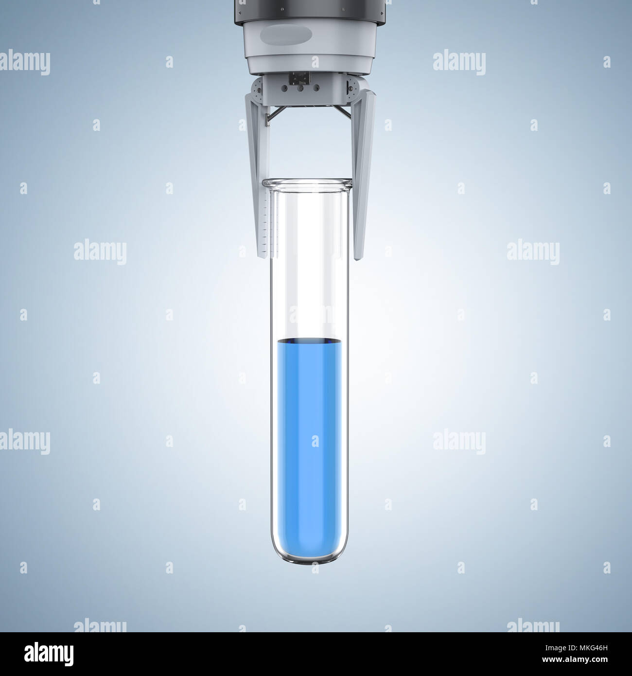 3d rendering robotic hand holding test tube with blue liquid Stock ...