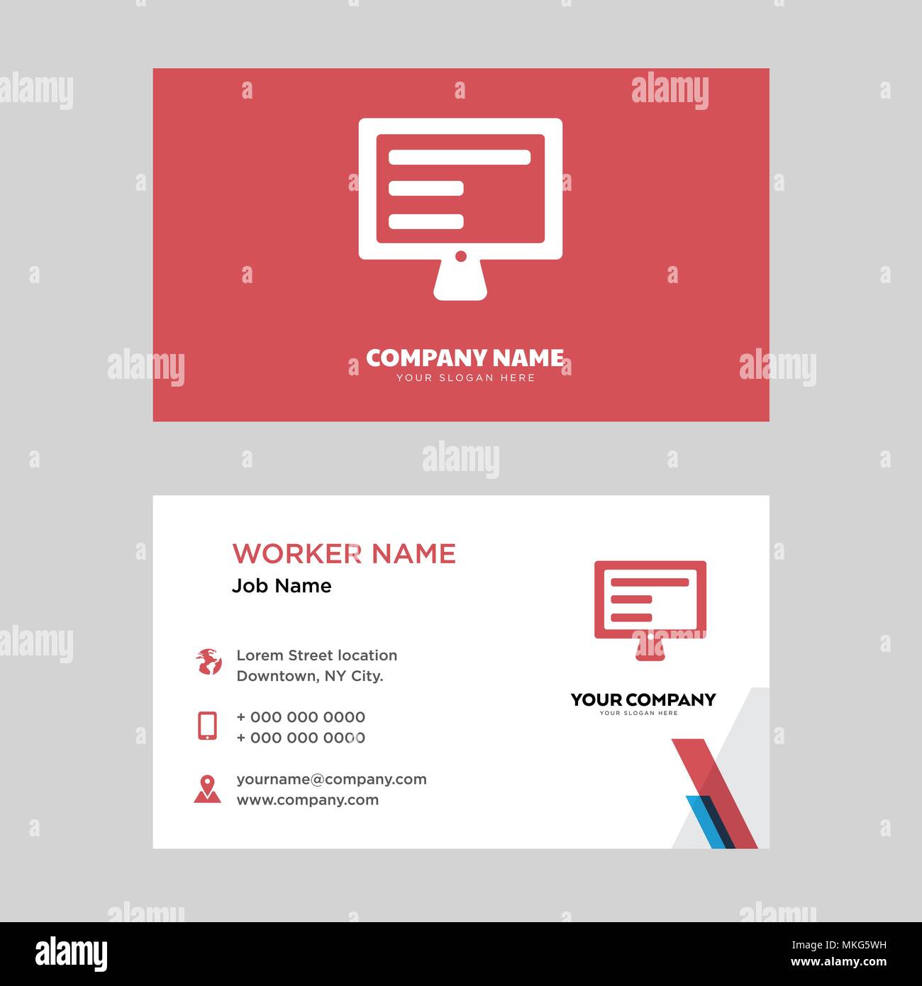 Laptop business card design template, Visiting for your company, Modern