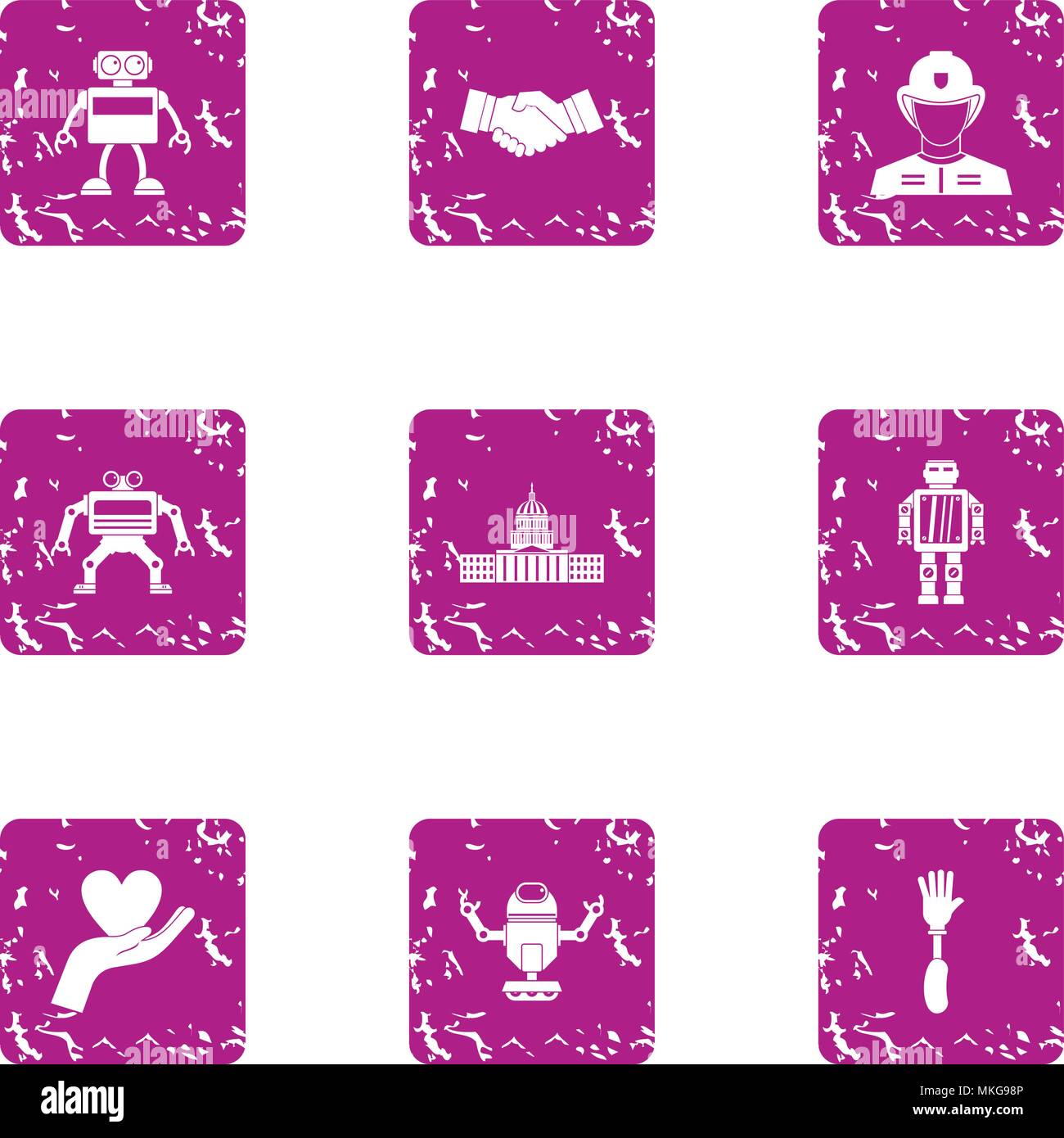 Droid icons set, grunge style Stock Vector