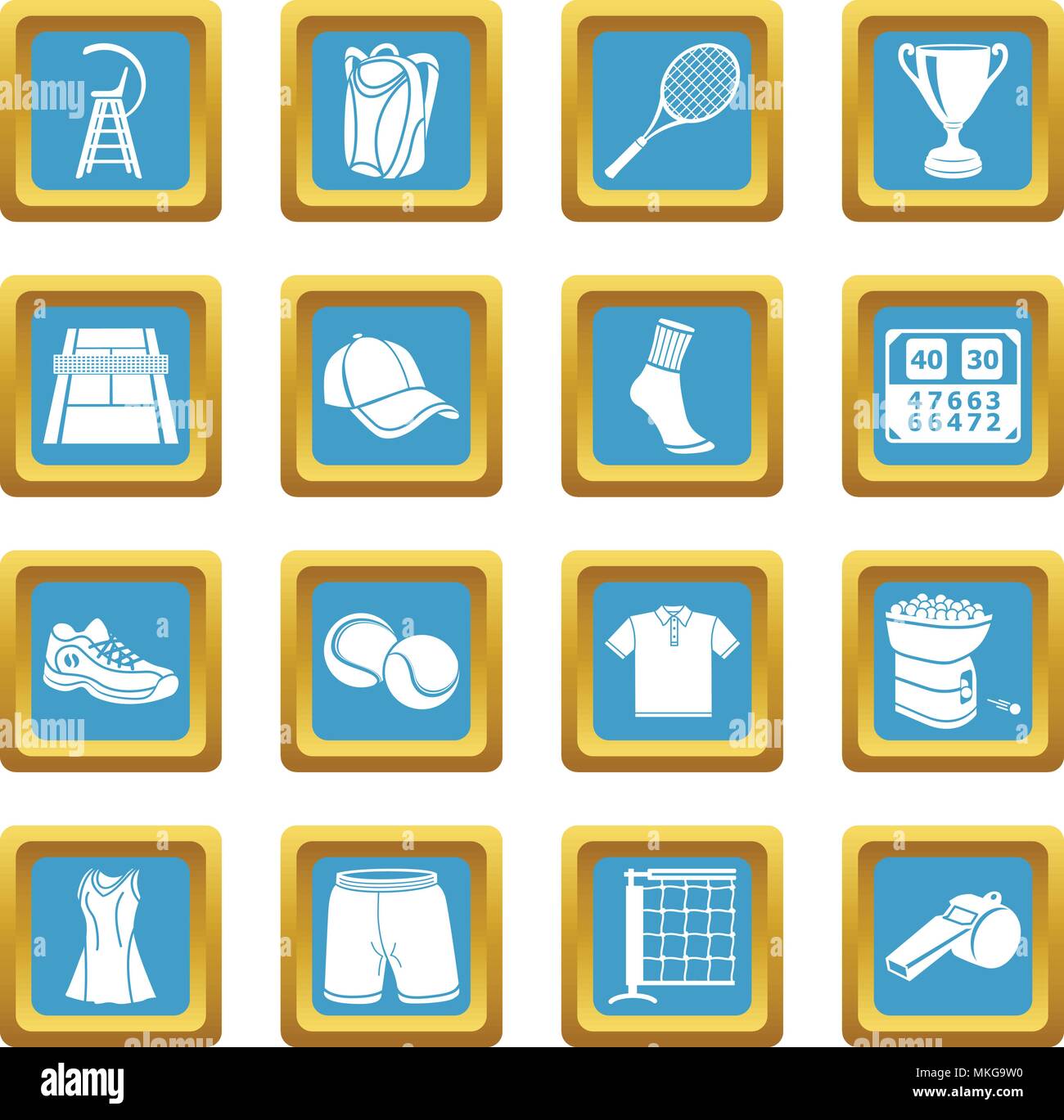 Tennis icons set sapphirine square vector Stock Vector Image & Art - Alamy