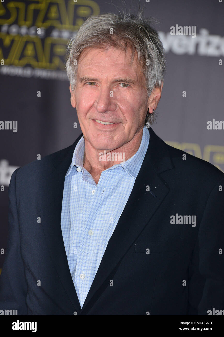 Harrison Ford  at the Star Wars The Force Awakens Premiere at the Dolby Theatre, TCL Chinese Theatre and El Capitan Theatre on December 14, 2015 in Hollywood, Harrison Ford   Event in Hollywood Life - California,  Red Carpet Event, Vertical, USA, Film Industry, Celebrities,  Photography, Bestof, Arts Culture and Entertainment, Topix Celebrities fashion / one person, Vertical, Best of, Hollywood Life, Event in Hollywood Life - California,  Red Carpet and backstage, USA, Film Industry, Celebrities,  movie celebrities, TV celebrities, Music celebrities, Photography, Bestof, Arts Culture and Enter Stock Photo