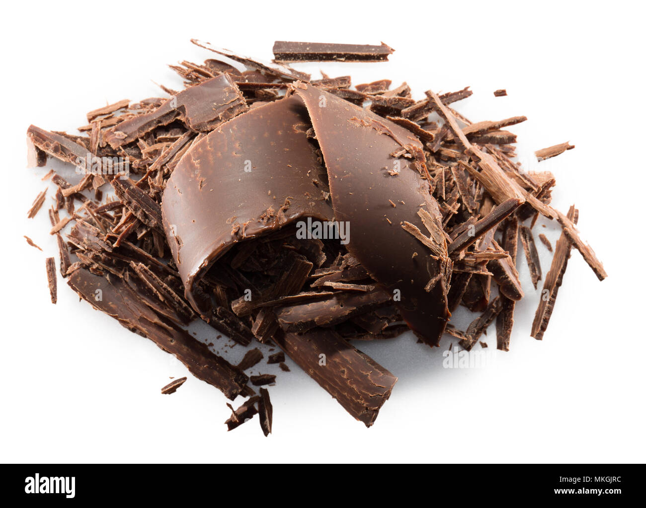 chocolate curls isolated on a white background. Stock Photo