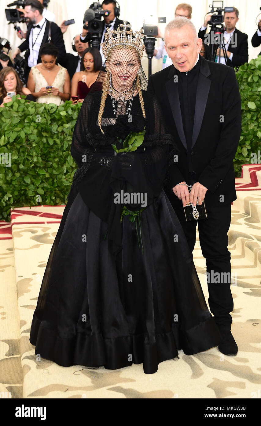 Jean Paul Gaultier and Madonna attending the Metropolitan Museum of Art  Costume Institute Benefit Gala 2018 in New York, USA. PRESS ASSOCIATION  Photo. Picture date: Picture date: Monday May 7, 2018. See