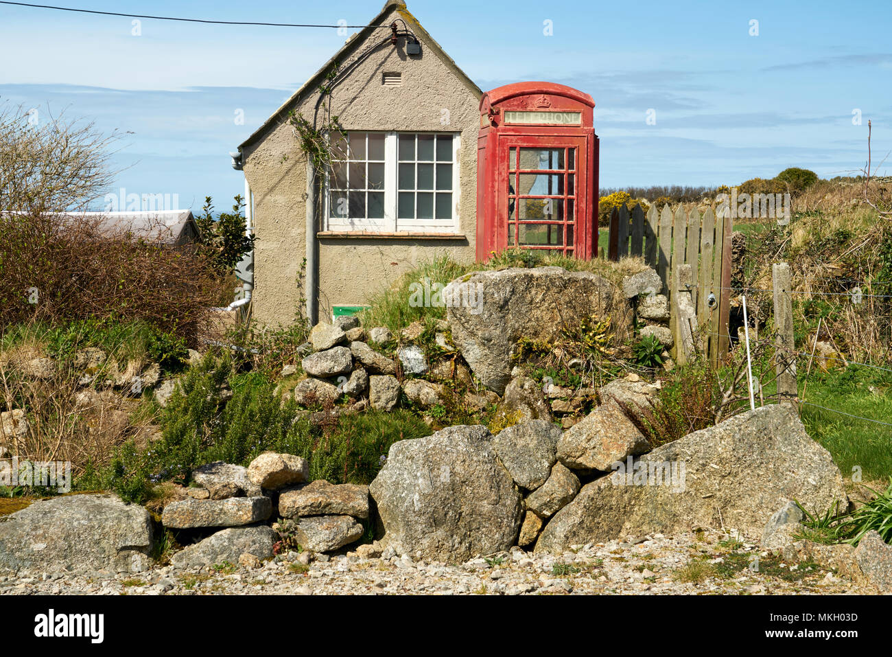 The old telephone exchange in Zennor near St Ives, Cornwall UK. 7/4/2018. Now decommissioned. Used to connect this rural community to the outside world Stock Photo