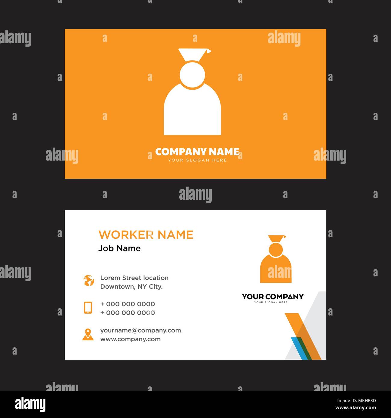 Graduate business card design template, Visiting for your company, Modern horizontal identity Card Vector Stock Vector