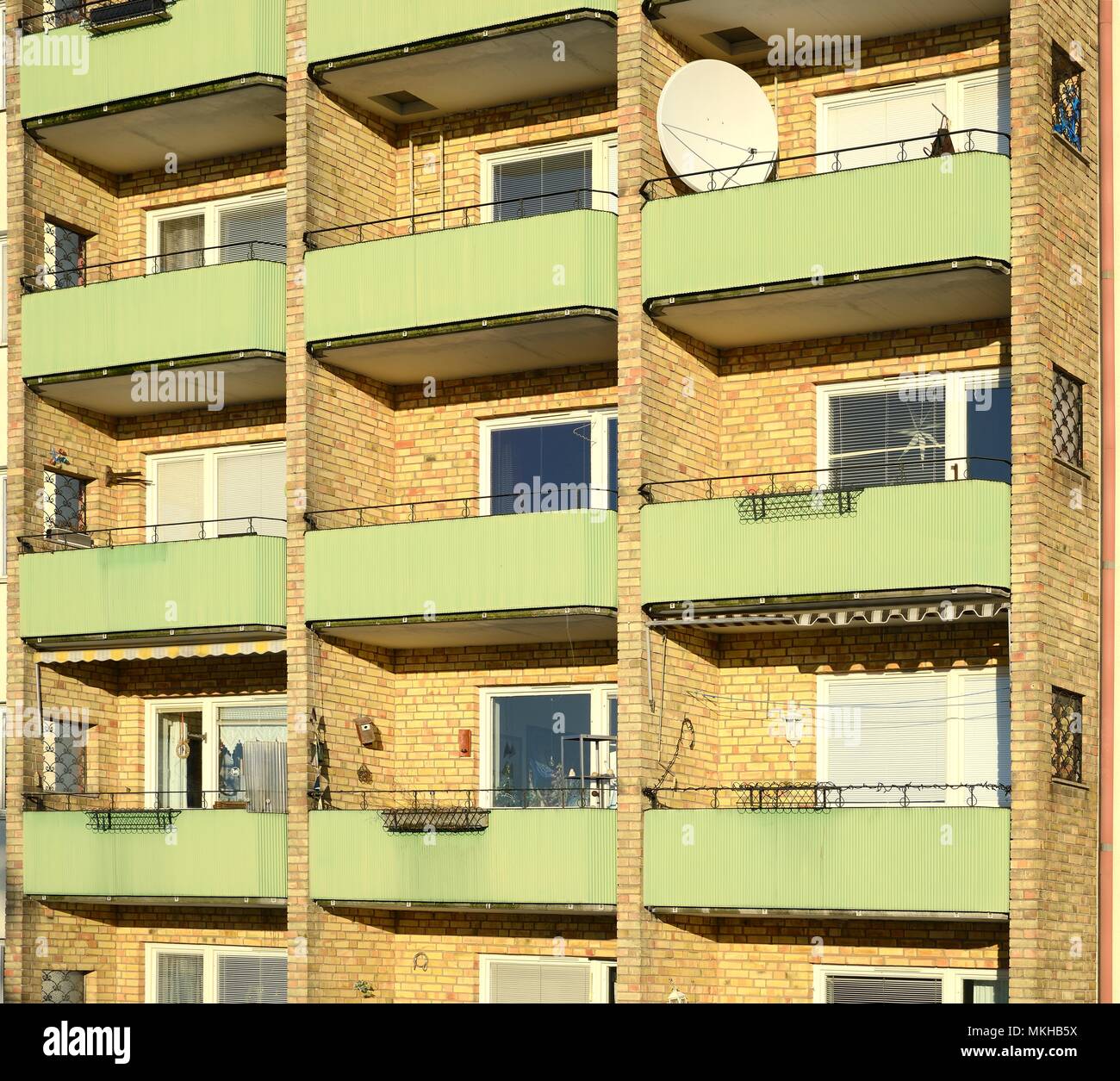 Balconies in apartment residential building Stock Photo - Alamy