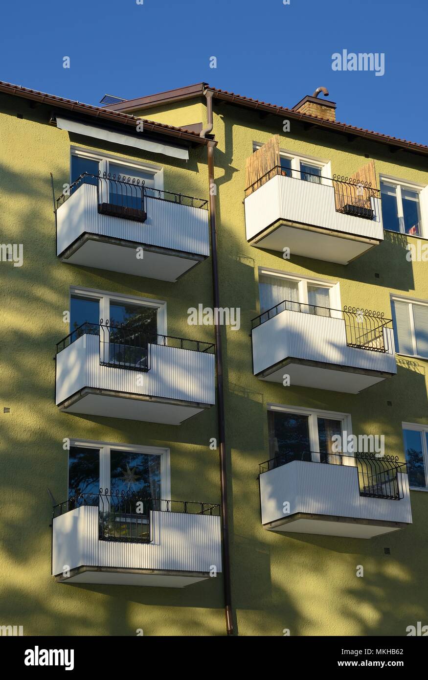 Balconies in apartment residential building Stock Photo - Alamy